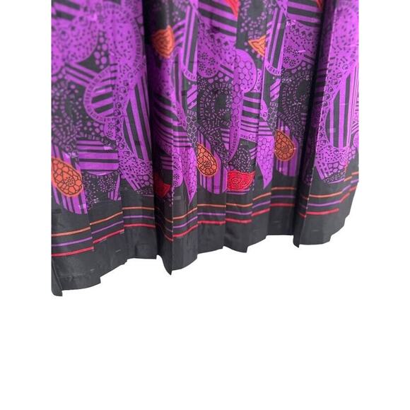 Andrea Gayle VINTAGE 80s Abstract Purple Black Midi Pleated Skirt Blouse Size 14 - Picture 13 of 16